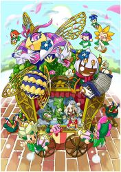 Rule 34 | 2017, accordion, beanstalk, bee, brick road, bug, cape, cart, fairy, flower, highres, bug, insect wings, instrument, king dedede, kirby, kirby: triple deluxe, kirby (series), kumoketu, leaf, nintendo, open mouth, puppet, puppet strings, purple eyes, queen sectonia, scarf, smile, spider, taranza, wasp, wings