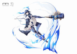 Rule 34 | 1girl, absurdres, alice (sinoalice), asymmetrical legwear, aura, black hair, body markings, choker, closed mouth, dress, elbow gloves, fighting stance, gloves, hair ribbon, hat, highres, holding, holding staff, looking at viewer, mary janes, no nonet, pantyhose, petticoat, puffy short sleeves, puffy sleeves, red eyes, ribbon, serious, shoes, short hair, short sleeves, simple background, sinoalice, staff, white background