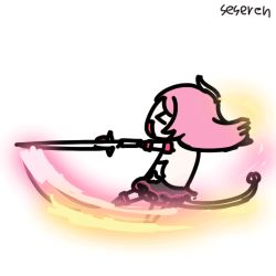 Rule 34 | &gt; &lt;, 1girl, animated, animated gif, lowres, open mouth, seseren, spinning, sword, weapon