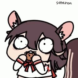 Rule 34 | 1girl, animal ears, animated, animated gif, azur lane, eating, lowres, seseren, squirrel ears, squirrel tail, tail, wakaba (azur lane)