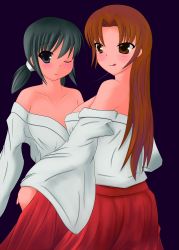Rule 34 | 2girls, japanese clothes, miko, multiple girls, original, take your pick, undressing, yuri