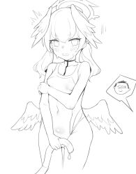 Rule 34 | 1boy, 1girl, ^^^, doodle sensei (blue archive), bare arms, bare shoulders, blue archive, blush, breasts, competition swimsuit, cowboy shot, feathered wings, greyscale, halo, head wings, highleg, hose, koharu (blue archive), monochrome, one-piece swimsuit, rong hui, school swimsuit, sensei (blue archive), simple background, small breasts, sweat, sweatdrop, swimsuit, wings