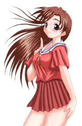 Rule 34 | azumanga daiou, brown hair, glasses, mizuhara koyomi, red eyes, school uniform, serafuku, solo