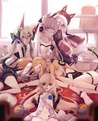 Rule 34 | 6+girls, :d, animal, animal ear fluff, animal ear headphones, animal ears, art556 (girls&#039; frontline), ass, awp (girls&#039; frontline) (nekoya (liu)), awp (girls&#039; frontline) (nekoya (liu)), babydoll, bandaged arm, bandages, bare arms, bare shoulders, black dress, black shorts, blonde hair, blue eyes, blurry, blurry foreground, blush, bow, cat, cat ear headphones, cat ears, cat girl, character name, closed eyes, closed mouth, collarbone, collared shirt, colored eyelashes, commentary request, crop top, depth of field, dress, fake animal ears, fang, g41 (girls&#039; frontline), girls&#039; frontline, green bow, green hair, green skirt, grey hair, hair between eyes, hair bow, hair ornament, hand on another&#039;s head, head tilt, headphones, heterochromia, idw (girls&#039; frontline), indoors, juliet sleeves, long hair, long sleeves, looking at viewer, lying, multiple girls, navel, nekoya (liu), nude, on side, open mouth, original, p7 (girls&#039; frontline), plaid, plaid skirt, pleated skirt, puffy sleeves, purple eyes, red eyes, resolution mismatch, shirt, short shorts, shorts, signature, skirt, sleeveless, sleeveless dress, smile, source larger, suspender shorts, suspenders, tail, tail bow, tail ornament, tail raised, thigh strap, tmp (girls&#039; frontline), very long hair, white babydoll, white cat, white dress, white shirt, window