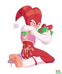 Rule 34 | 1other, ass, bluebreed, blush, christmas, christmas nights into dreams, cum, cum on ass, cum on body, hat, jester cap, nights (character), nights into dreams, penis