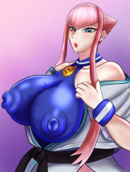 Rule 34 | 1girl, blue eyes, breasts, covered erect nipples, highres, koku code777, large breasts, looking at viewer, manon legrand, pink hair, solo, street fighter, street fighter 6