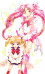 Rule 34 | 1990s (style), 2girls, age regression, age switch, aged down, aged up, bishoujo senshi sailor moon, bishoujo senshi sailor moon supers, blonde hair, blue eyes, blue sailor collar, boots, bow, brooch, chibi usa, choker, cone hair bun, double bun, gloves, hair bun, hair ornament, hairpin, heart, heart brooch, height difference, highres, jewelry, knee boots, long hair, magical girl, makori, multicolored clothes, multicolored skirt, multiple girls, pink footwear, pink hair, pleated skirt, red bow, red eyes, retro artstyle, ribbon, role reversal, sailor chibi moon, sailor collar, sailor moon, short hair, skirt, super sailor chibi moon, super sailor moon, tiara, tsukino usagi, twintails, white background, white gloves