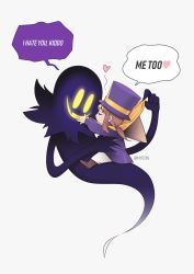 Rule 34 | a hat in time, artist name, couple, hat kid, highres, snatcher (a hat in time), white background