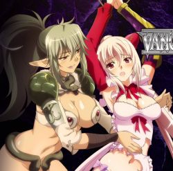 Rule 34 | 10s, 2girls, aldra (queen&#039;s blade), armor, blush, breasts, echidna (queen&#039;s blade), elf, green hair, hobby japan, large breasts, long hair, multiple girls, pointy ears, queen&#039;s blade, queen&#039;s blade lost worlds, queen&#039;s blade rebellion, queen&#039;s blade vanquished queens, red eyes, smile, snake, torn clothes, yuri
