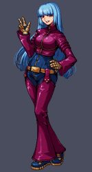 Rule 34 | 1girl, absurdres, blue hair, highres, kula diamond, long hair, pixel art, red eyes, snk, solo, tagme, the king of fighters