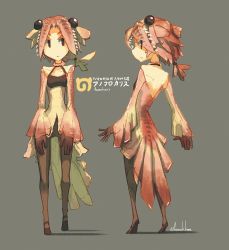 Rule 34 | 10s, 1girl, anomalocaris, asterisk kome, backless outfit, character name, character sheet, commentary request, from behind, full body, gloves, grey background, japari symbol, kemono friends, multiple views, original, standing, twitter username