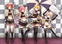 Rule 34 | 1boy, 3girls, :d, :o, arms behind back, arms behind head, arms up, astolfo (fate), astolfo (type-moon racing) (fate), bare shoulders, belt, bikini, bikini bottom only, black bikini, black bow, black gloves, black skirt, black socks, blonde hair, bow, braid, brat (brabrabrat00), breasts, brown footwear, cleavage cutout, clothes writing, clothing cutout, commentary request, crop top, cropped jacket, cropped vest, elbow gloves, facial scar, fang, fate/apocrypha, fate (series), flat chest, frankenstein&#039;s monster (fate), full body, garrison cap, gloves, gluteal fold, green eyes, grey jacket, hair bow, hair intakes, hair over one eye, hat, highres, holding, holding umbrella, horns, jack the ripper (fate/apocrypha), jacket, jeanne d&#039;arc (fate), jeanne d&#039;arc (ruler) (fate), jeanne d&#039;arc (type-moon racing) (fate), kneehighs, lamborghini, lamborghini murcielago, leg up, legs apart, legs together, long hair, long sleeves, medium breasts, miniskirt, multiple girls, navel, official alternate costume, open mouth, parted bangs, pink eyes, pink hair, pleated skirt, purple bow, race queen, red hair, scar, scar on cheek, scar on face, shoes, short hair, short twintails, shoulder tattoo, sign, silver hair, single braid, single horn, skirt, sleeveless, sleeves pushed up, small breasts, smile, socks, standing, standing on one leg, step and repeat, stomach, swimsuit, tattoo, thighhighs, trap, twintails, umbrella, v, very long hair, vest, white hat, yellow eyes, zettai ryouiki