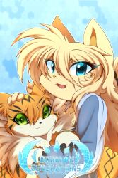 Rule 34 | 1girl, 1other, cat, digimon, digimon (creature), furry, green eyes, highres, looking at viewer, meicoomon, original