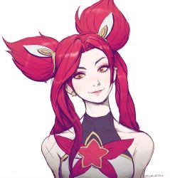 Rule 34 | 1girl, alternate costume, alternate hair color, jinx (league of legends), league of legends, lipstick, magical girl, makeup, red hair, smile, solo, star guardian (league of legends), star guardian jinx, twintails