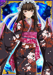 Rule 34 | 00s, 1girl, brown hair, card (medium), female focus, ikkitousen, japanese clothes, kimono, long hair, official art, smile, ten&#039;i (ikkitousen)