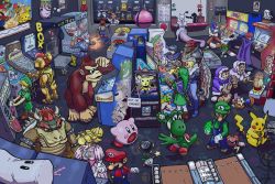 Rule 34 | 6+boys, 6+girls, absurdres, andross, animal crossing, arcade, arcade cabinet, baby bowser, bob-omb, bowser, cannon, captain falcon, celebi, centerpied, crazy hand, creatures (company), directed-energy weapon, diskun, donkey kong, donkey kong (series), dr. mario, dr. mario (game), electrode (pokemon), energy cannon, energy weapon, f-zero, falco lombardi, fire emblem, fire emblem: the binding blade, fox mccloud, game &amp; watch, game console, game freak, gamecube, ganondorf, gen 1 pokemon, gen 2 pokemon, george (rampage), giga bowser, gooey (kirby), heart container, highres, ice climber, ice climbers, jigglypuff, kid icarus, kirby, kirby&#039;s dream land 3, kirby (series), landmaster, legendary pokemon, link, lip&#039;s stick, lizzie (rampage), luigi, mario, mario (series), marth (fire emblem), masahiro sakurai, master hand, maxim tomato, metal mario, metroid, mew (pokemon), mewtwo, mother (game), mother 2, mr. game &amp; watch, mr. resetti, multiple boys, multiple girls, mythical pokemon, nana (ice climber), ness (mother 2), nintendo, nintendo 64, pichu, pikachu, pit (kid icarus), poke ball, poke ball (basic), pokemon, pokemon (creature), popo (ice climber), princess peach, raccoon mario, ralph (rampage), rampage (series), real life, roy (fire emblem), samus aran, sandbag (smash bros), sheik, squirtle, star fox, star fox 64, star rod, super mario 64, super mario bros. 1, super mario bros. 3, super mushroom, super smash bros., super star (mario), sword, tagme, tail, the legend of zelda, the legend of zelda: ocarina of time, tom nook (animal crossing), weapon, whispy woods, yoshi, yoshi&#039;s island, young link