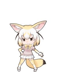Rule 34 | 1girl, animal costume, animal ear fluff, animal ears, fennec (kemono friends), highres, kemono friends, looking at viewer, official art, solo, standing, tachi-e, tail, transparent background, yoshizaki mine