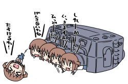 Rule 34 | &gt; &lt;, 10s, 5girls, :d, > <, brown hair, chibi, clone, closed eyes, fang, female focus, flat color, hair ornament, hairclip, ikazuchi (kancolle), kantai collection, multiple girls, open mouth, personification, school uniform, serafuku, seri p tedoku, smile, translated, white background, xd, | |