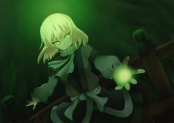 Rule 34 | 1girl, blonde hair, greave (asterism), green eyes, mizuhashi parsee, pointy ears, short hair, solo, touhou