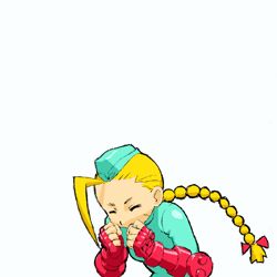 Rule 34 | 1girl, ^ ^, animated, animated gif, beret, blonde hair, blue leotard, bouncing breasts, braid, breasts, cammy white, capcom, closed eyes, english text, engrish text, closed eyes, fingerless gloves, garrison cap, gloves, hat, leotard, lowres, ranguage, small breasts, solo, street fighter