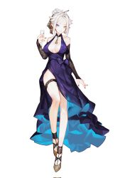 Rule 34 | 1girl, bare shoulders, blue dress, breasts, breasts apart, champagne flute, character request, cleavage cutout, clothing cutout, cup, detached sleeves, dress, drinking glass, globe, grey eyes, hair bun, heterochromia, highres, honkai (series), honkai impact 3rd, invisible chair, legs, long dress, looking at viewer, mole, mole on breast, nail polish, side slit, single hair bun, sitting, smile, softmode, solo, thighs, virtual youtuber, white background, yellow eyes