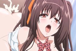 Rule 34 | animated, animated gif, ass, bottomless, breasts, brown hair, cum, forced, huge breasts, ikenai koto the animation, moaning, nipples, orgasm, saliva, saliva trail, sex, twintails