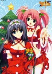 Rule 34 | 2girls, 5pb., absurdres, blue eyes, breasts, bustier, character request, christmas, christmas tree, cleavage, copyright name, detached sleeves, elbow gloves, gift, gloves, hair ornament, headdress, highres, holly, holly hair ornament, large breasts, lingerie, logo, long hair, looking at viewer, midriff, miniskirt, multiple girls, nishina mikoto, non-web source, open mouth, orisaka mei, phantom breaker, pink hair, purple eyes, santa costume, scan, short twintails, skirt, smile, snow, suzuhira hiro, thighhighs, twintails, underwear, very long hair, white thighhighs, zettai ryouiki