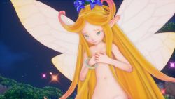 Rule 34 | 3d, animated, blonde hair, censored, convenient arm, convenient censoring, faerie (seiken densetsu 3), fairy wings, flower, flower on head, green eyes, long hair, mosaic censoring, nude filter, pointy ears, riesz, seiken densetsu, seiken densetsu 3, sound, square enix, tagme, third-party edit, video, wings