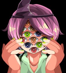 Rule 34 | androgynous, bad id, bad pixiv id, bare shoulders, extra eyes, faceless, gender request, highres, japanese clothes, len&#039;en, pink hair, shion (len&#039;en), short hair, solo, triangular headpiece, trypophobia