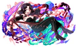 1girl anime_coloring artist_request bar_graph bare_shoulders black_dress black_footwear black_gloves black_hair boots breasts chest_tattoo claws cleavage collarbone crash_fever dress elbow_gloves english_text eyelashes foreshortening full_body fullmetal_alchemist game_cg gloves graph hair_behind_ear hair_intakes high_heel_boots high_heels large_breasts lipstick long_dress long_hair looking_at_viewer lust_(fma) makeup mature_female narrowed_eyes nose number_print numbered official_art open_hands outline parted_bangs print_dress red_eyes red_lips red_outline sleeveless sleeveless_dress solo square square_print tachi-e tattoo teeth third-party_source tight_clothes tight_dress transparent_background triangle upper_teeth_only v-shaped_eyebrows wavy_hair