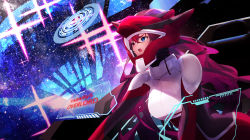 Rule 34 | 1girl, absurdres, ass, blue eyes, bodysuit, cockpit, commentary, cosplay, getto, gundam, gundam seed, gundam seed destiny, hair between eyes, helmet, heterochromia, highres, holographic monitor, hololive, hololive english, horns, irys (hololive), leaning forward, long hair, open mouth, pilot suit, purple eyes, purple hair, red bodysuit, shinn asuka (cosplay), skin tight, solo, symbol-only commentary, very long hair, virtual youtuber