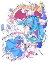 Rule 34 | 1girl, blue eyes, blue hair, cape, commentary request, cure sky, detached sleeves, fingerless gloves, gloves, highres, hirogaru sky! precure, long hair, magical girl, pink hair, precure, ranirani (syohousen8), single sidelock, smile, solo, sora harewataru, twintails, two-sided cape, two-sided fabric, white gloves, wing hair ornament