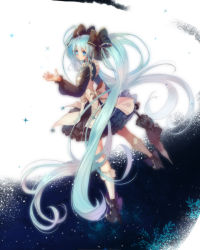 Rule 34 | 1girl, absurdly long hair, alternate costume, apron, bad id, bad pixiv id, blue eyes, blue hair, bow, closed umbrella, dress, frown, full body, hatsune miku, high heels, highres, holding, holding umbrella, long hair, long sleeves, matching hair/eyes, miemia, socks, solo, twintails, umbrella, very long hair, vocaloid