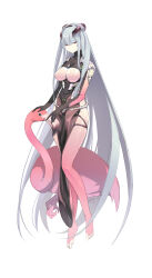Rule 34 | 1girl, absurdly long hair, absurdres, animal, bird, black eyes, black leotard, blunt bangs, bodysuit, bodysuit under clothes, breastless leotard, breasts, closed mouth, english text, expressionless, female focus, flamingo, full body, grey hair, half-closed eyes, headgear, headpat, heart, highres, large breasts, leotard, long hair, looking at viewer, nana ann, original, pale skin, pelvic curtain, pink bodysuit, red eyes, ribbed leotard, shiny clothes, shoulder pads, shrug (clothing), sidelocks, simple background, skindentation, solo, standing, toeless bodysuit, turtleneck, very long hair, white background