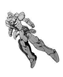 Rule 34 | absurdres, clenched hands, gattai, greyscale, gundam, highres, ishiyumi, looking up, mecha, mobile suit, monochrome, no humans, robot, science fiction, solo, v-fin, v gundam, victory gundam, white background