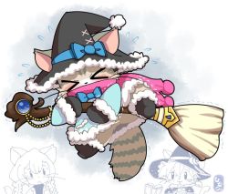 Rule 34 | artist request, blush, cat, cat busters, closed eyes, furry, hat, mafumofu (cat busters), neko hakase (cat busters), witch hat