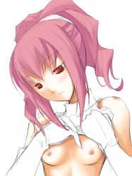 Rule 34 | 00s, 1girl, anya alstreim, blush, breasts, code geass, elbow gloves, gloves, midriff, nipples, ribi, sketch, small breasts, solo