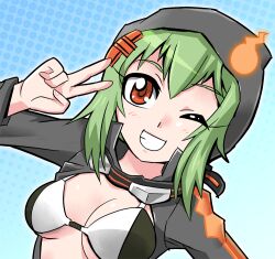 bra digimon digimon_world_re:digitize_decode green_hair hood ohyama_emerald shinomiya_rina tagme underwear