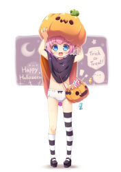 Rule 34 | 1girl, :d, absurdres, arms up, asymmetrical legwear, black cape, black footwear, blue eyes, blush, bow, bow panties, brown ribbon, candy, candy wrapper, cape, commentary request, food, full body, ghost, hair ribbon, halloween, halloween bucket, happy halloween, highres, kneehighs, kuwada yuuki, lollipop, looking at viewer, mary janes, multicolored cape, multicolored clothes, navel, open mouth, orange cape, original, panties, pink hair, platform footwear, pumpkin hat, ribbon, shoes, short hair, single kneehigh, single sock, single thighhigh, smile, socks, solo, standing, striped clothes, striped socks, striped thighhighs, swirl lollipop, thighhighs, trick or treat, two side up, underwear, uneven legwear, white panties