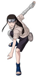 Rule 34 | 1boy, artist request, bag, bandages, brown hair, feet, forehead protector, highres, hyuuga neji, long hair, low-tied long hair, male focus, naruto, naruto (series), ponytail, sandals, solo, toes