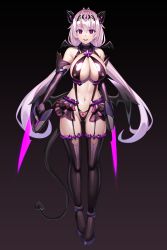 Rule 34 | 1girl, black background, breasts, character request, copyright request, corruption, garter belt, garter straps, high heels, highres, large breasts, latex, microskirt, miyashiro ryuutarou, navel, pink hair, pubic tattoo, simple background, skirt, solo, tagme, tail, tattoo, thighhighs, twintails, weapon