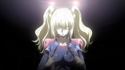 Rule 34 | 1girl, animated, animated gif, blonde hair, bouncing breasts, breasts, code geass, code geass: boukoku no akito, dressing, closed eyes, female focus, large breasts, leila malcal, long hair, lowres, solo, twintails