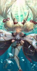 Rule 34 | 1girl, animal ears, artist request, cat ears, cat girl, closed eyes, highres, long hair, nia (blade) (xenoblade), nia (xenoblade), solo, twintails, underwater, very long hair, xenoblade chronicles (series), xenoblade chronicles 2