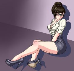 Rule 34 | 1girl, black skirt, blouse, embarrassed, femme fatele (artist), high heels, mian (kof), office lady, shirt, skirt, snk, snk heroines: tag team frenzy, tagme, watercolor, white shirt