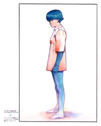 Rule 34 | 1980s (style), 1girl, akira (manga), female focus, full body, highres, jacket, kei (akira), magazine (object), official art, oldschool, painting (action), pantyhose, retro artstyle, solo, white background