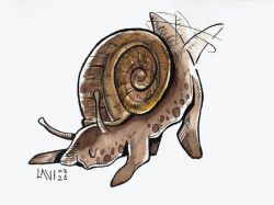 Rule 34 | 1other, animal, antennae, brown theme, commentary, dated, english commentary, extra legs, happy, highres, lavinia brogi, looking down, multiple legs, no humans, open mouth, original, shell, shiny skin, signature, simple background, snail, snail shell, solo, tail, tail raised, tail wagging, top-down bottom-up, white background