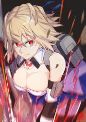 Rule 34 | 1girl, bare shoulders, blonde hair, breasts, claire victorious, cleavage, god eater, god eater 3, highres, large breasts, red eyes, tagme