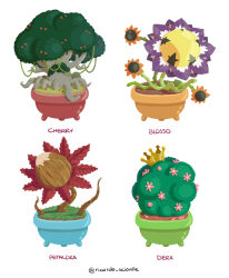 Rule 34 | delumon, digimon, floramon, flower, highres, jyureimon, petaldramon, plantification, simple background, vase, white background