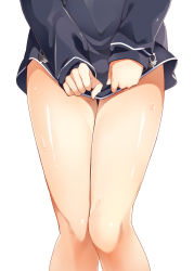 Rule 34 | 10s, 1girl, absurdres, byte (allbyte), close-up, commentary request, dress, dress tug, head out of frame, highres, kantai collection, long sleeves, lower body, military, military uniform, sailor dress, shizuka (deatennsi), solo, sweat, thighs, uniform, z3 max schultz (kancolle)