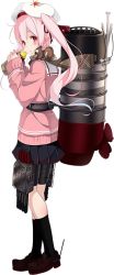 Rule 34 | 10s, 1girl, beret, blue hair, food, full body, gradient hair, harusame (kancolle), hat, kantai collection, kujou ichiso, machinery, multicolored hair, official art, pink eyes, pink hair, school uniform, side ponytail, solo, squirrel, sweet potato, transparent background